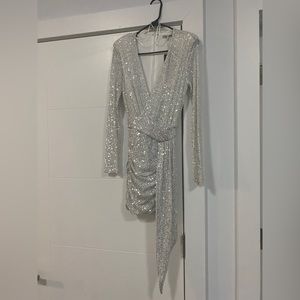 White/Silver Sequin Mini Dress